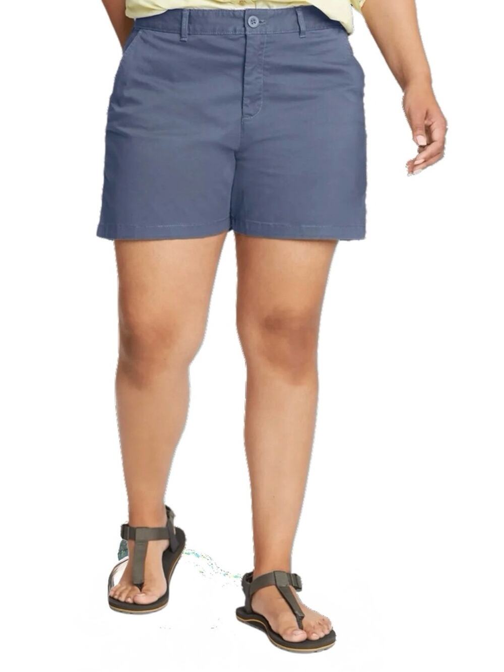 Eddie Bauer NWT Navy Blue Cotton Shorts Flat-Front Boyfriend Size 18